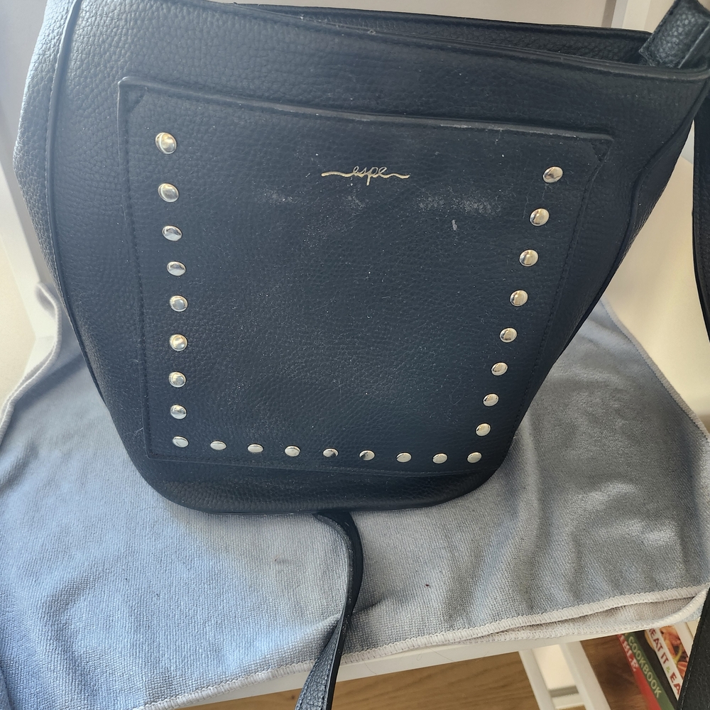 Elegant Black Leather Shoulder Bag with Studded Detail